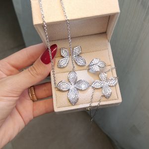 Parure fleur zircon