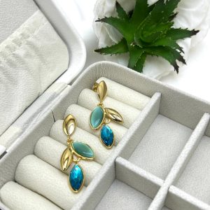 Boucles d'oreilles cristal bleu